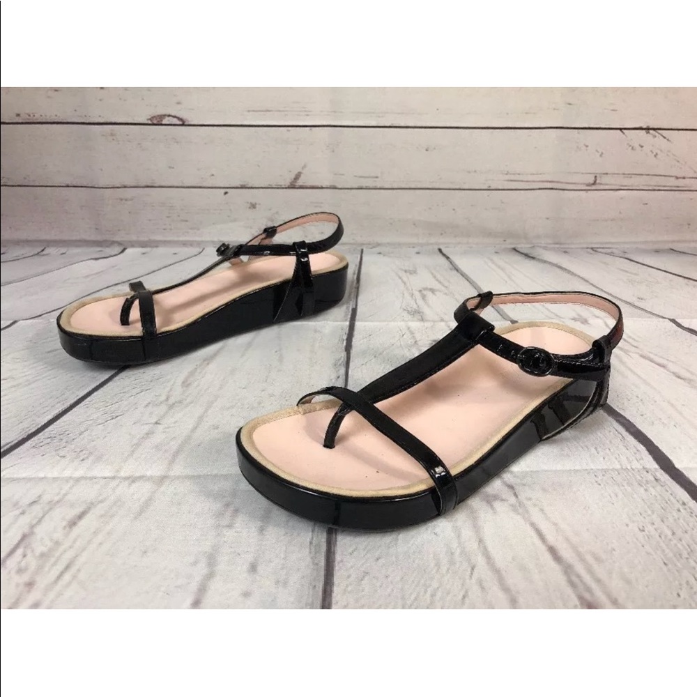 Taryn Rose Black Amor Patent Leather Sandal 6 - Picture 7 of 8